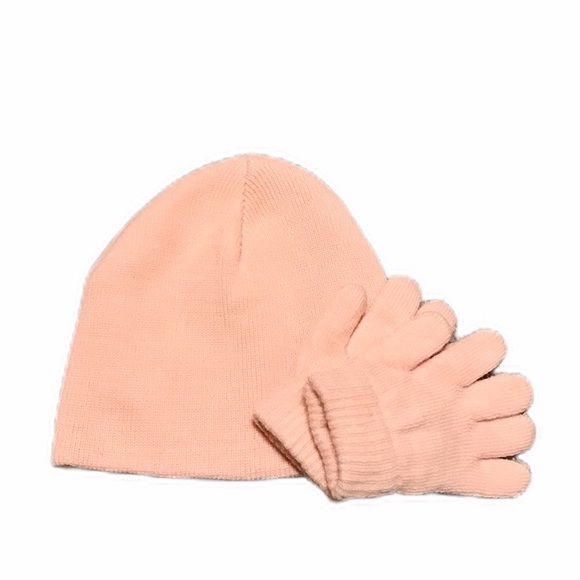 pink hat and gloves
